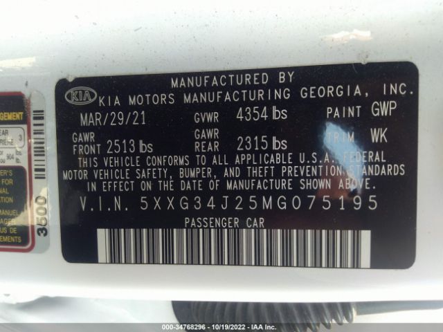5XXG34J25MG075195 KIA K5 EX