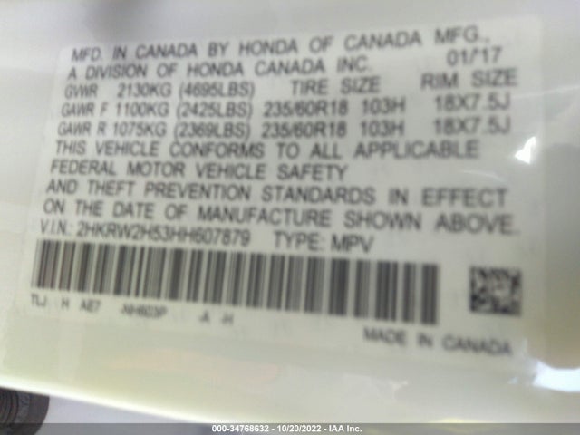 Honda CR-V EX 2017 2HKRW2H53HH607879 Image 9