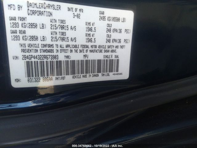 2B4GP44322R673903 Dodge Grand Caravan Sport