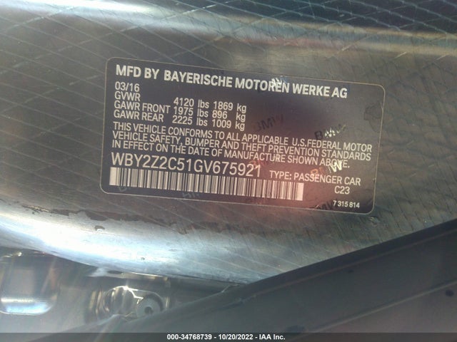 2016 BMW i8, VIN: WBY2Z2C51GV675921