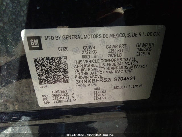 2020 Chevrolet Blazer, VIN: 3GNKBERS2LS704824