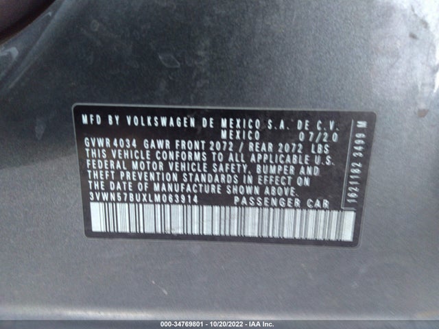2020 Volkswagen Jetta, VIN: 3VWN57BUXLM063914