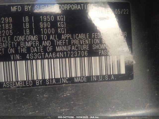 2022 Subaru Impreza, VIN: 4S3GTAA64N1723706