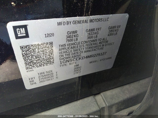 2021 Chevrolet Suburban, VIN: 1GNSCCKD4MR225127