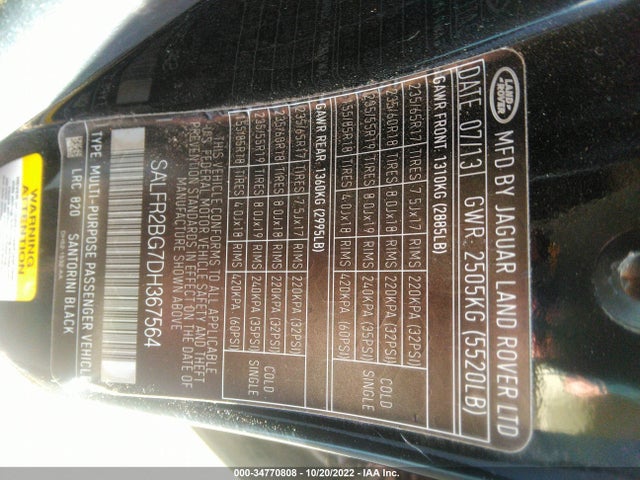 Land Rover LR2 2013 SALFR2BG7DH367564 Image 10
