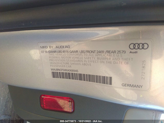 WAUBNCF5XKA068945 Audi A5 Sportback Premium Plus