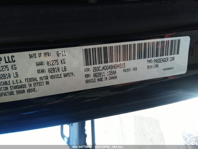 Dodge Challenger 2011 2B3CJ4DG4BH604515 Image 9