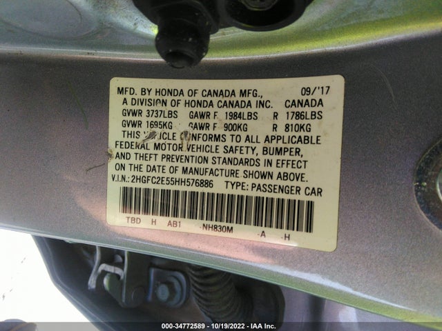 Honda Civic Sedan Lx 2017 2HGFC2E55HH576886 Image 9