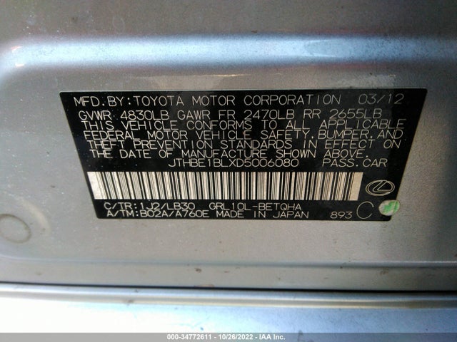 JTHBE1BLXD5006080 Lexus GS 350