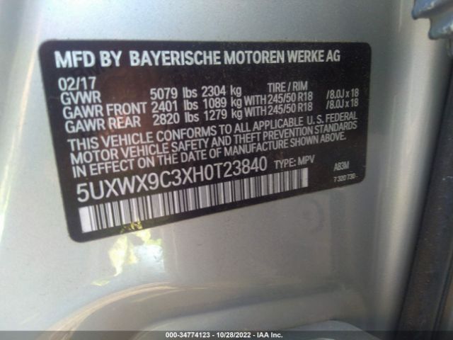 5UXWX9C3XH0T23840 BMW X3 Xdrive28i