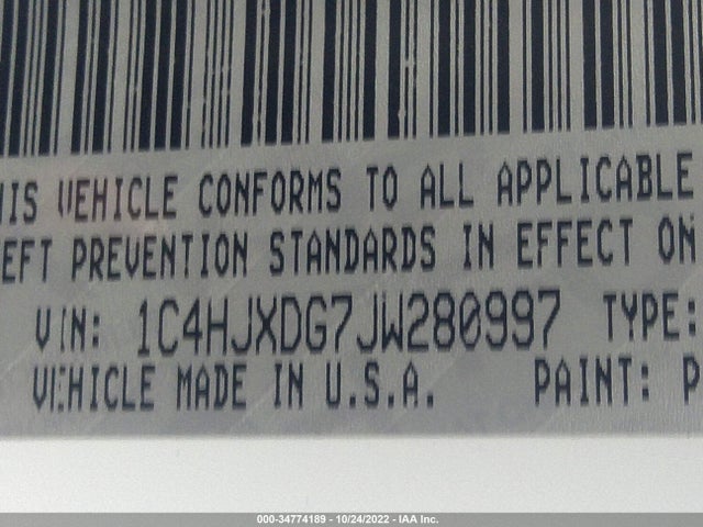1C4HJXDG7JW280997 Jeep Wrangler Unlimited Sport S