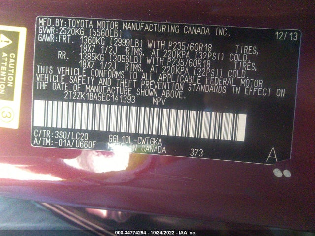 Lexus RX 350 2014 2T2ZK1BA5EC141393 Image 10