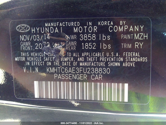 2015 Hyundai Veloster, VIN: KMHTC6AE3FU238830