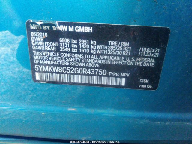 5YMKW8C52G0R43750 BMW X6 M