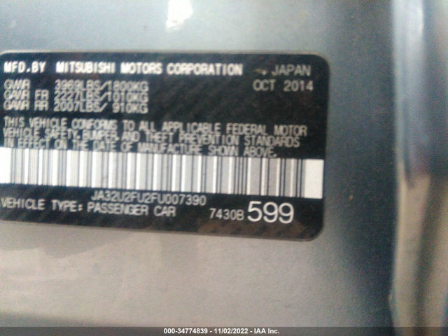 JA32U2FU2FU007390 Mitsubishi LANCER ES