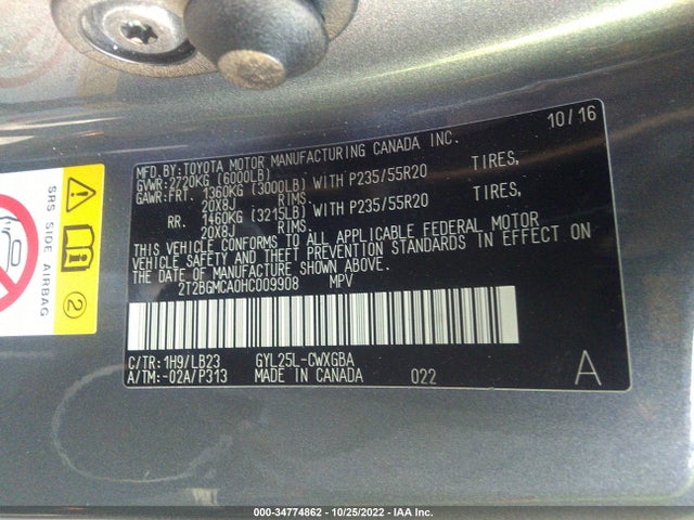 2017 Lexus RX, VIN: 2T2BGMCA0HC009908