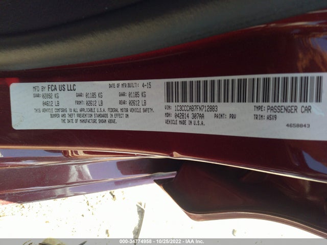 Chrysler 200 2015 1C3CCCAB7FN712883 Image 9