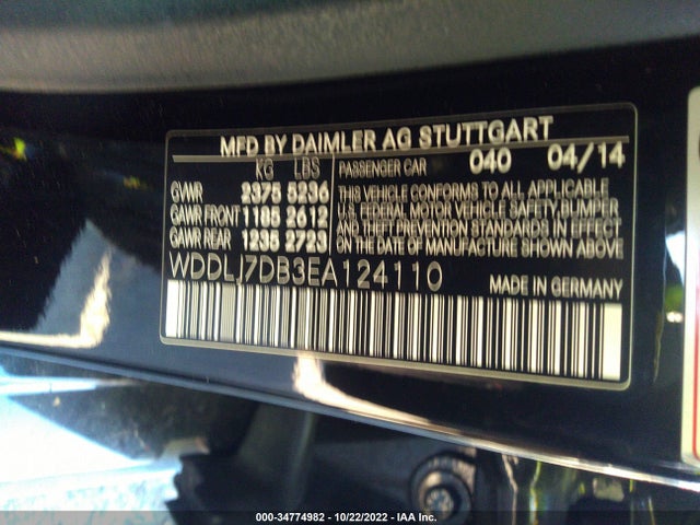 2014 Mercedes-Benz CLS-Class, VIN: WDDLJ7DB3EA124110