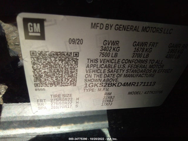 GMC YUKON SLT 2021 1GKS2BKD4MR171113 Image 9