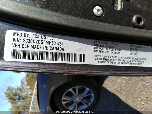 Dodge Challenger Sxt 2021 2C3CDZGG6MH505734 Image 10