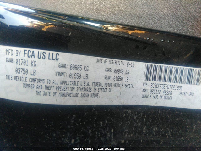 2016 Fiat 500e, VIN: 3C3CFFGE7GT221936