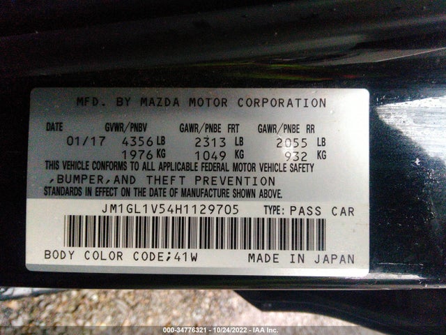 2017 Mazda 6, VIN: JM1GL1V54H1129705