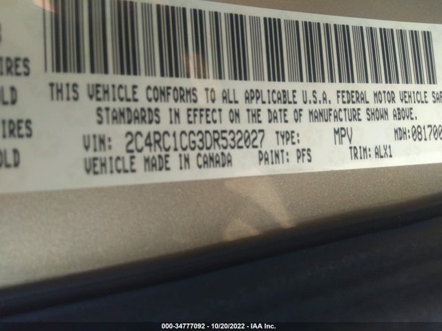 2013 CHRYSLER TOWN & COUNTRY TOURING-L VIN: 2C4RC1CG3DR532027