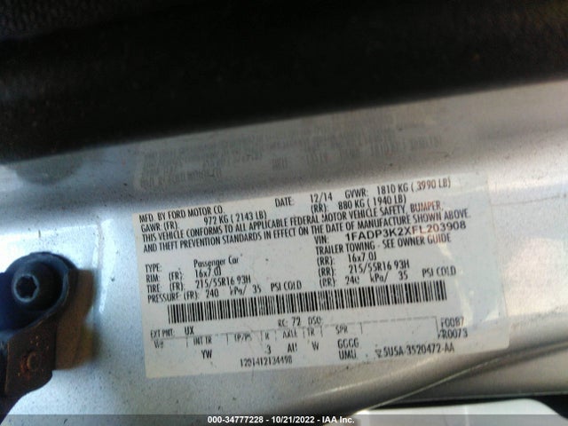 Ford FOCUS SE 2015 1FADP3K2XFL203908 Image 9