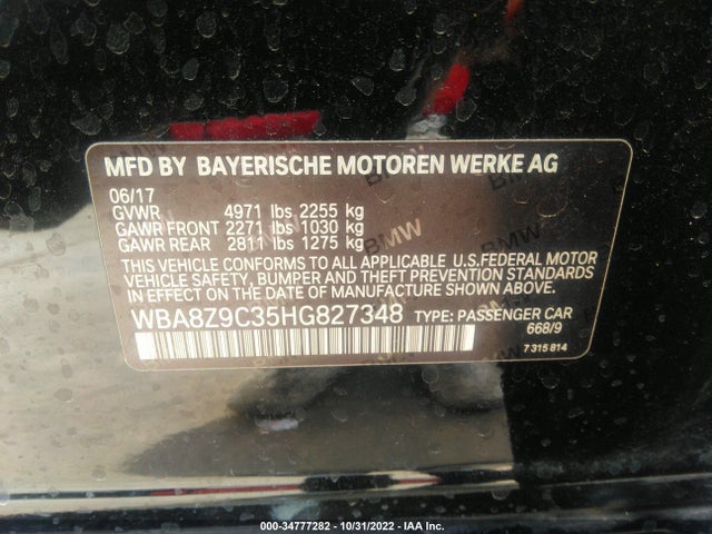 2017 BMW 3 Series, VIN: WBA8Z9C35HG827348