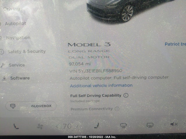 Tesla MODEL 3 2020 5YJ3E1EB1LF588950 Image 8