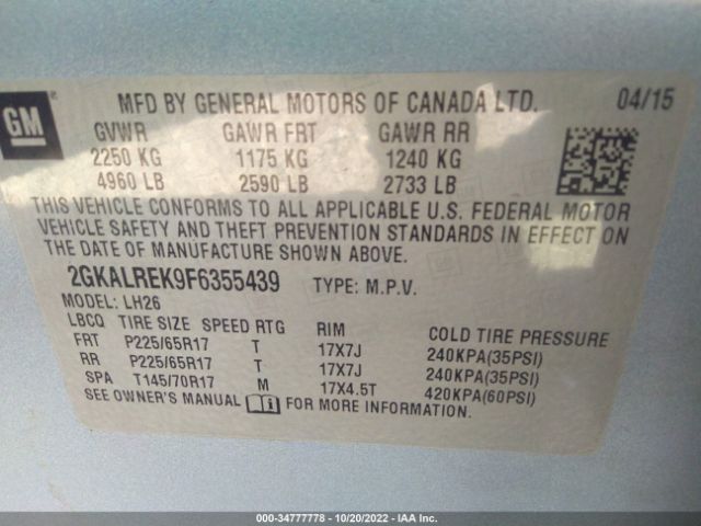 2GKALREK9F6355439 GMC Terrain Sle
