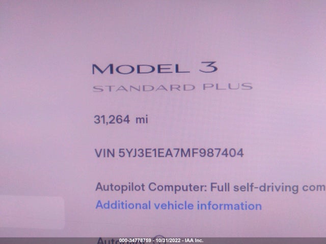 Tesla Model 3 Standard Range Plus 2021 5YJ3E1EA7MF987404 Image 8
