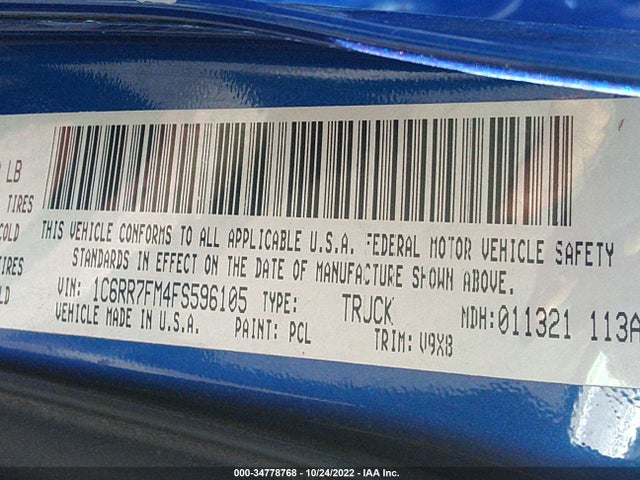 RAM 1500 Tradesman 2015 1C6RR7FM4FS596105 Image 9