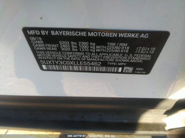 2020 BMW X3, VIN: 5UXTY3C0XLLE55462