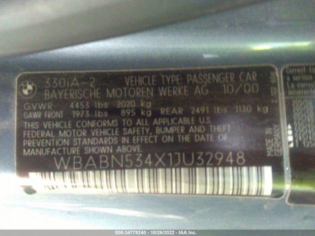 WBABN534X1JU32948 BMW 3 Series 330ci