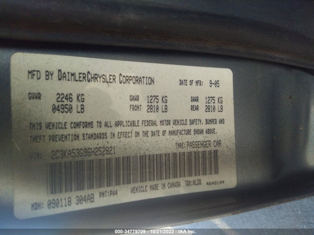 2006 CHRYSLER 300 TOURING VIN: 2C3KA53G96H252821