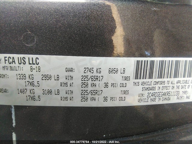 Dodge Grand Caravan Gt 2019 2C4RDGEG4KR511133 Image 11
