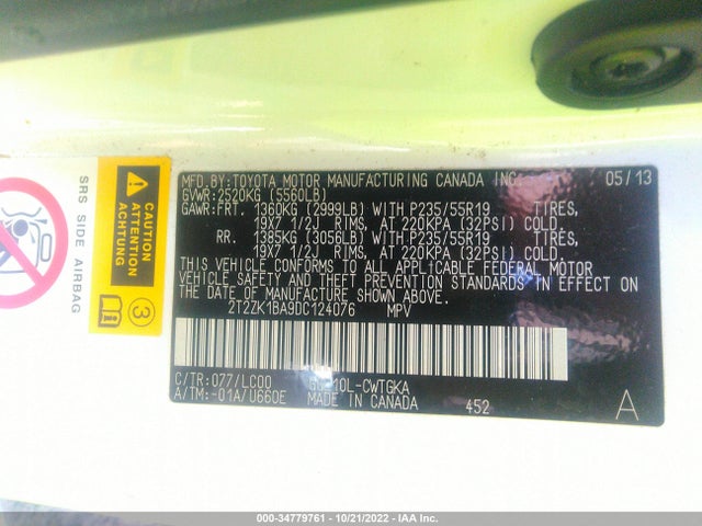 Lexus RX 350 2013 2T2ZK1BA9DC124076 Image 9