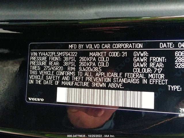 2021 Volvo XC90, VIN: YV4A22PL5M1764322