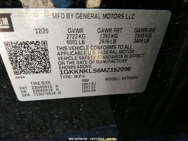 2021 GMC Acadia, VIN: 1GKKNKLS6MZ152096