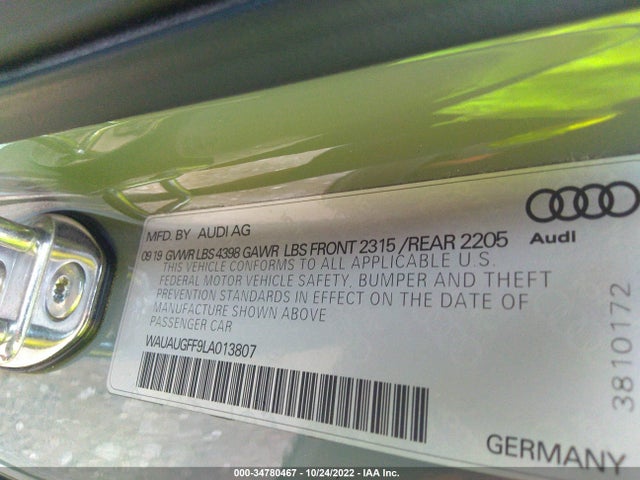 2020 Audi A3, VIN: WAUAUGFF9LA013807