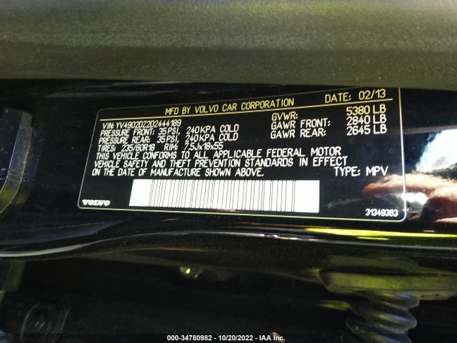 Volvo XC60 2013 YV4902DZ2D2444189 Image 9