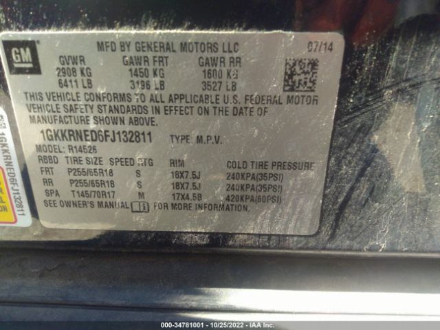 1GKKRNED6FJ132811 GMC ACADIA SLE