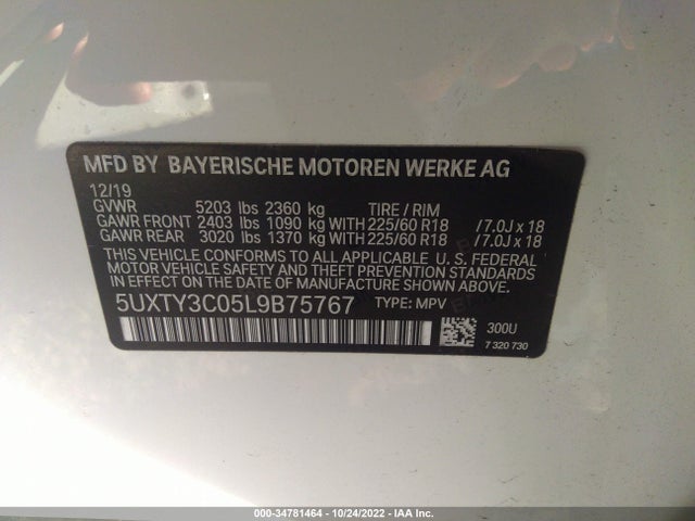 2020 BMW X3, VIN: 5UXTY3C05L9B75767