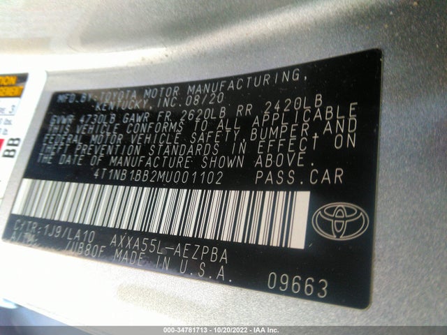 2021 Toyota Avalon, VIN: 4T1NB1BB2MU001102