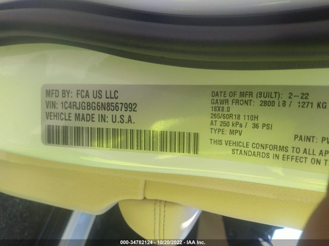 2022 Jeep Grand Cherokee, VIN: 1C4RJGBG6N8567992