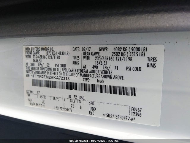 2017 Ford Transit, VIN: 1FTYR2ZM2HKA72313