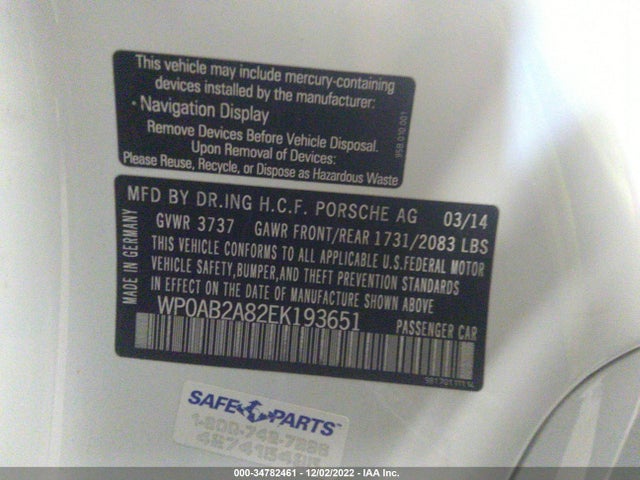2014 Porsche Cayman, VIN: WP0AB2A82EK193651
