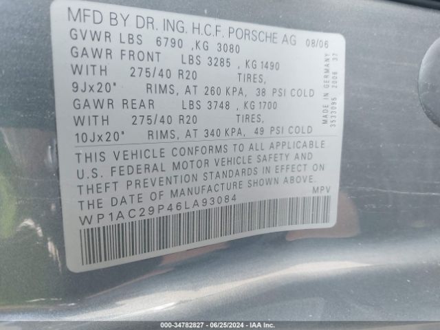 2006 PORSCHE CAYENNE WP1AC29P46LA93084 Photo 8