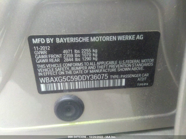 BMW 5 Series 528i 2013 WBAXG5C59DDY36075 Image 9